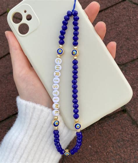 Customizable Beaded Phone Charm Evil Eye Phone Strap Y K Etsy