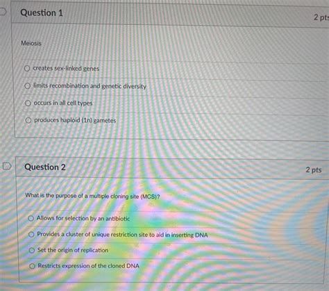 Solved Question 1 2 Pts Meiosis O Creates Sex Linked Genes O