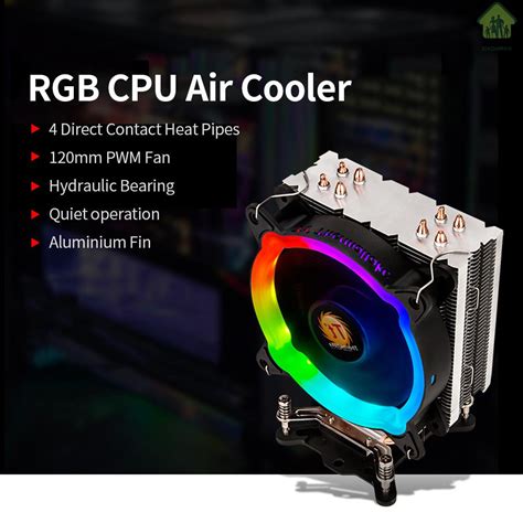 Na Thermaltake Rgb Cpu Air Cooler 120mm Pwm Fan 4 Direct Contact Heatpipes Buckle Installation