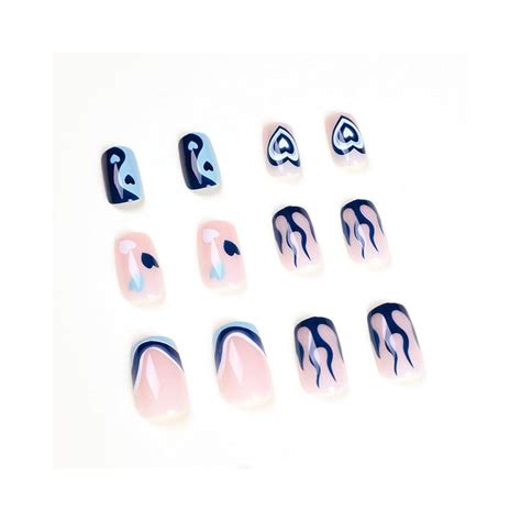 Buy QINGGE Valentine S Day Nude Press On Nails Short Colorful Hollow Heart Fake Nails Lips False