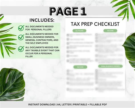 Tax Prep Checklist Tracker Printable Tax Prep Tax Checklist Etsy