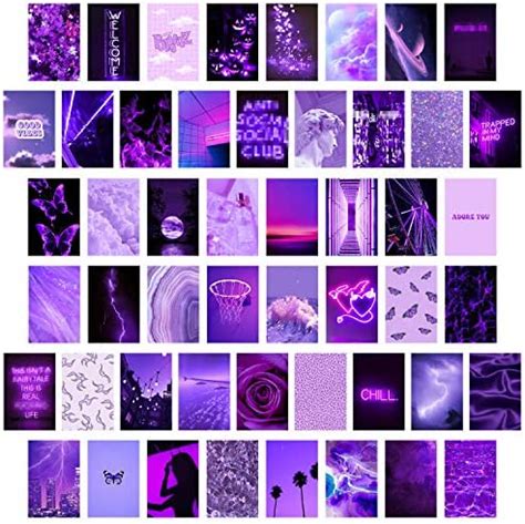 CY2SIDE 50P Purple Aesthetic Pictures For Wall Collage Neon Collage