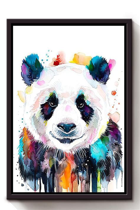 Chinese Panda Watercolor Wall Art Paiting Wall Decor Gift For Home Decor Housewarming Framed ...