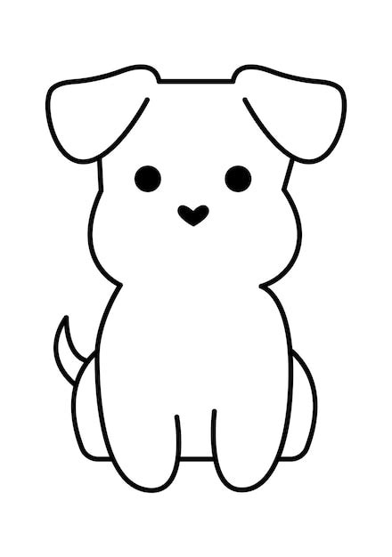 Premium Vector | Cute small puppy line icon art Pet