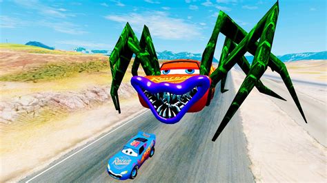 Giant Lightning McQueen Spider Eater VS Lightning McQueen Escape From