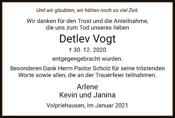 Traueranzeigen Von Detlev Vogt Trauer Hna De