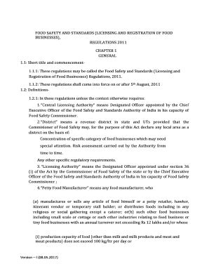 Fillable Online Food Safety And Standards Licensing And Registration