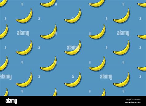 Banana Seamless Texture On Blue Stock Vector Image And Art Alamy