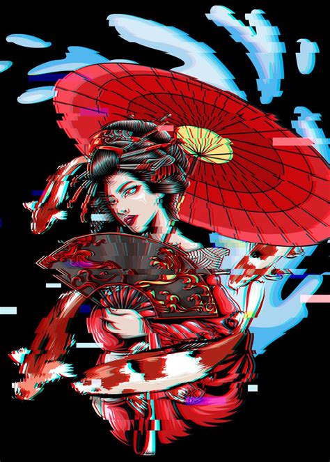 Geisha Koi Fish Vaporwave Poster By AestheticAlex Displate