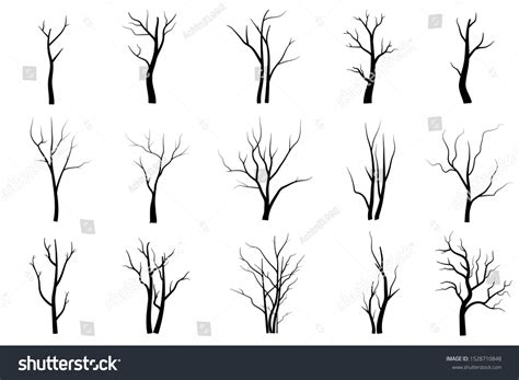 Black Branch Tree Naked Trees Silhouettes Stock Vector Royalty Free Shutterstock