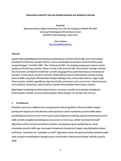 Penilaian Sumatif Dalam Pembelajaran Ipa Pdf