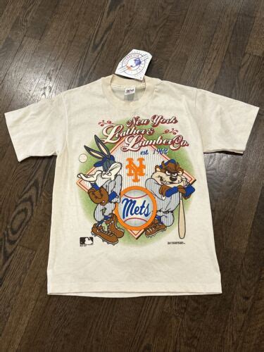 Vintage Looney Tunes Mets Shirt Medium Taz Cream Bugs New York Tags EBay