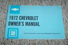 1972 Chevrolet Caprice Owner S Manual