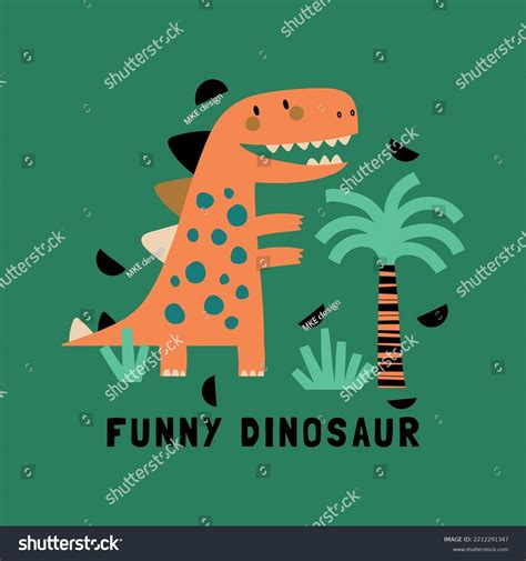 Print Design Funny Dinosaur Drawing Vector Stock Vector (Royalty Free ...