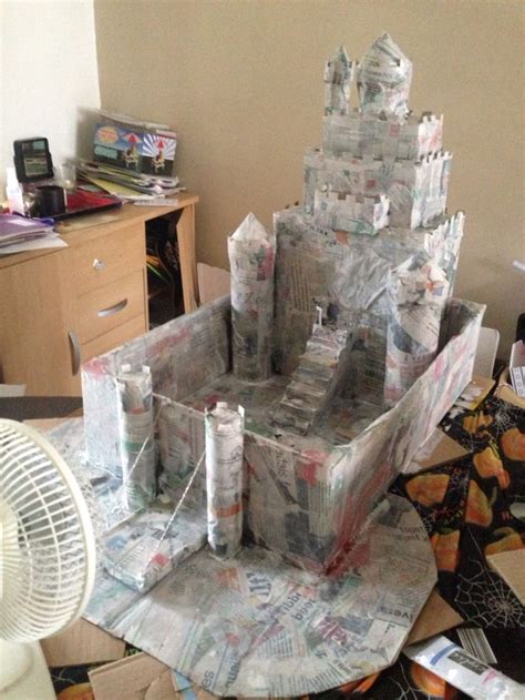 Next paper mâché the castle with newspaper and watered down PVA glue