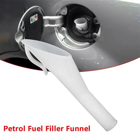 Petrol Fuel Filler Filling Funnel Tube Car Accessory Plastic White