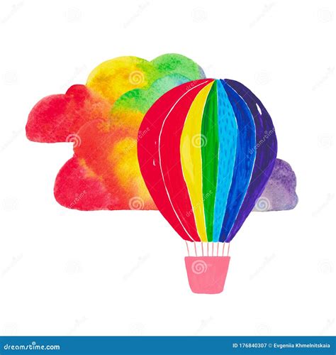 Rainbow Watercolor Boho Digital Paper Hot Air Balloon Background Hot Air Balloon Digital Paper