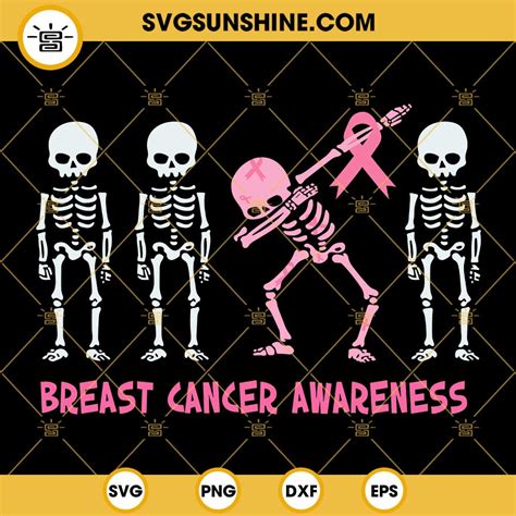 Skeleton Breast Cancer Awareness Svg Dabbing Skeleton Pink Ribbon Svg Breast Cancer Halloween Svg