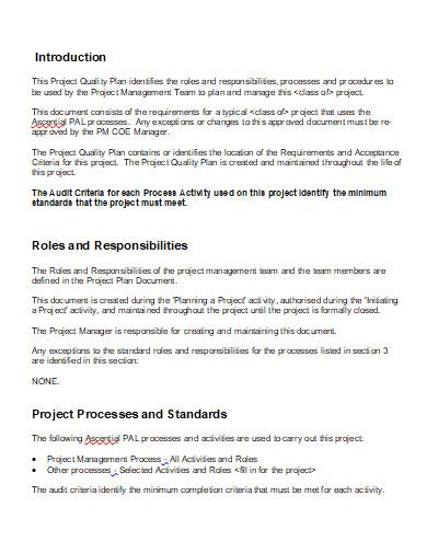 FREE 10 Project Quality Plan Samples In PDF MS Word