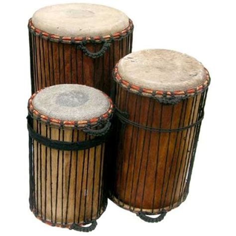 African Dunun Drum Set Of 3 With Sticks African Dunumba Sangban