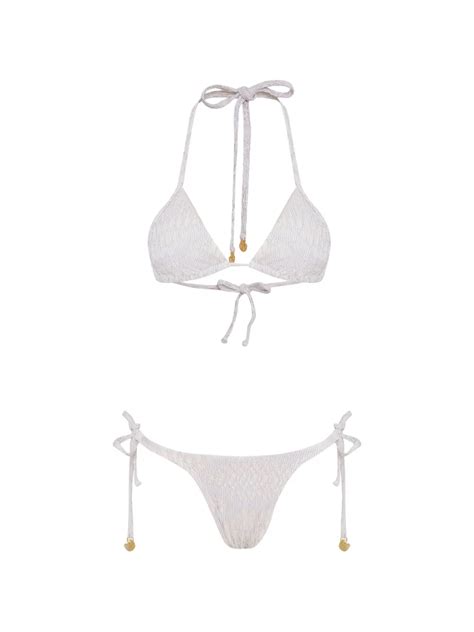 Amir Slama X Jade Picon Tie Textured Bikini Neutrals FARFETCH ID