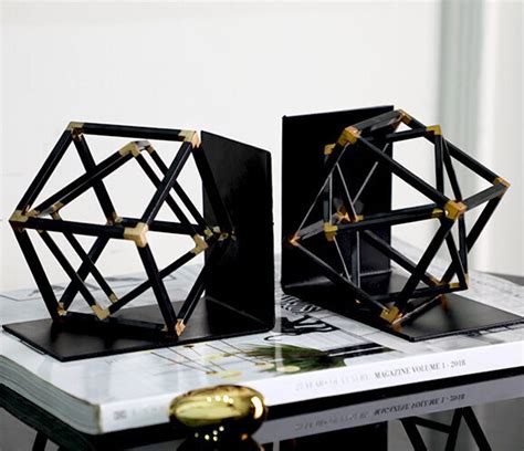 Metal Geometric Cube Bookends | Aesthetic Decor Shop