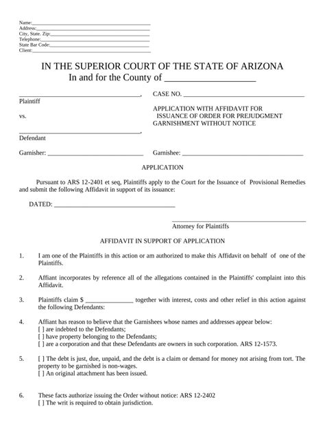 Application And Affidavit For Order For Judgment Without Notice