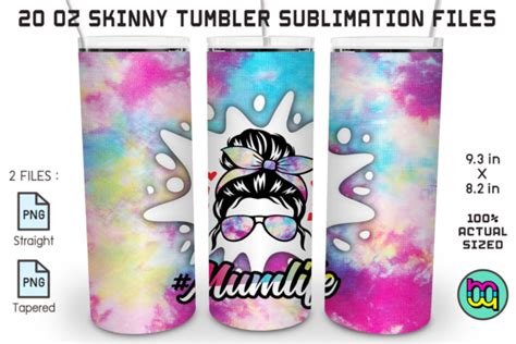 Messy Bun Mama Tie Dye Skinny Tumbler Graphic By Miraclemaker