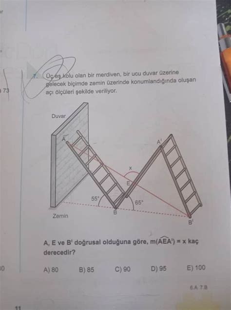 Üç eş Kolu olan bir merdiven bir ucu duvar üzerine gelecek biçimde