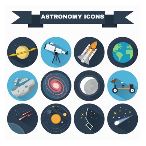 Free Vector Astronomy Icons Collection