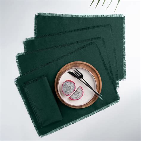 Amazon D Moksha Eden Green Linen Placemats Set Of X Inch