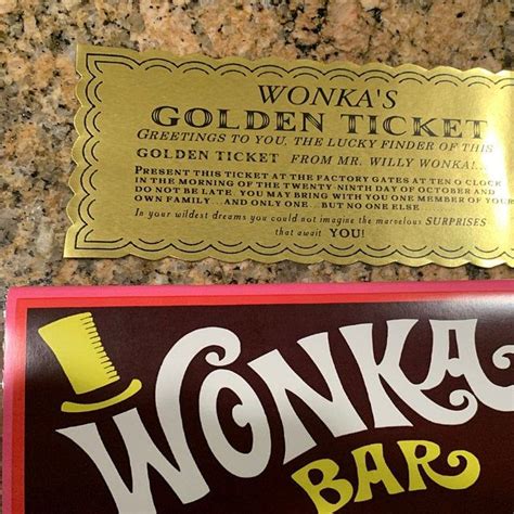 Chocolate Factory Golden Ticket And Candy Bar Prop Replica Set Etsy