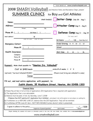 Fillable Online Camp Registration Form Xls Fax Email Print Pdffiller