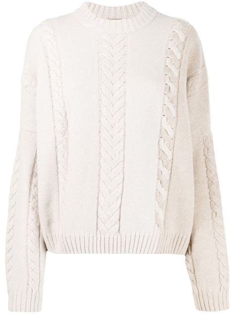 Maison Kitsuné Oversized Cable Knit Jumper In Neutrals Modesens