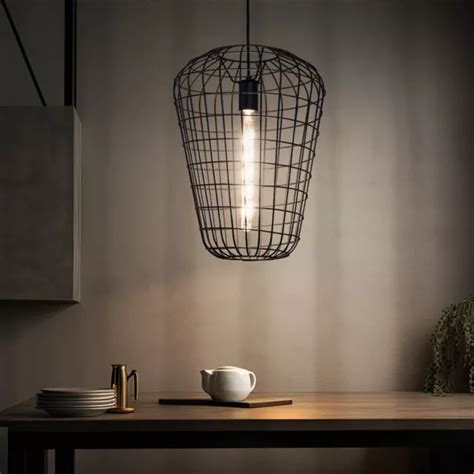 LAMPE SUSPENDUE LUSTRE Cage Lampe De Salon Noir Vintage E27 LED H 120