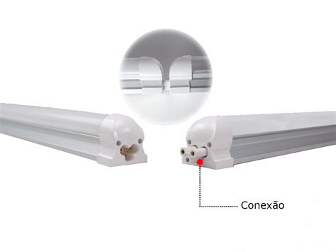 Kit 3 Lâmpadas Led Tubular T5 Calha 120cm Branco Frio 20w 6000k