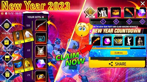 FF Max NEW YEAR 2023 Free Rewards Event Free Fire Calendar FF