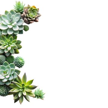 Minimalist Succulent Corner Border Minimalist Succulent Floral Png