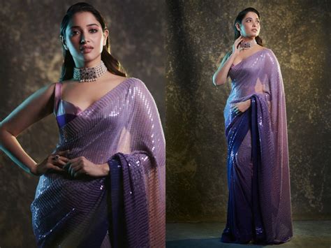 Tamannaah Bhatias Amethyst Sequin Sari Is The Hottest Wedding Ensemble