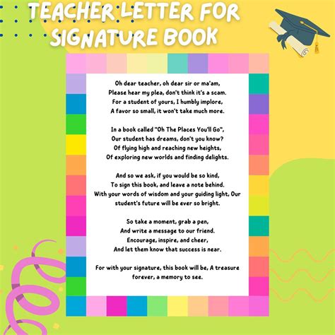 Teacher Letter for Oh the Places Youll Go, Letter to Give to Teachers