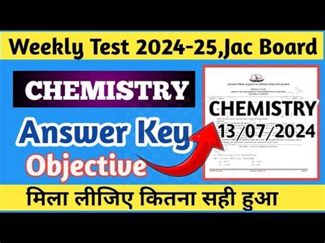 Class Chemistry Answer Key Weekly Test Answer Key Chemistry V V