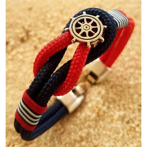 Pulsera Estribor Nautic Pulsera Con Cabo N Utico Navy Rojo Y Bandera