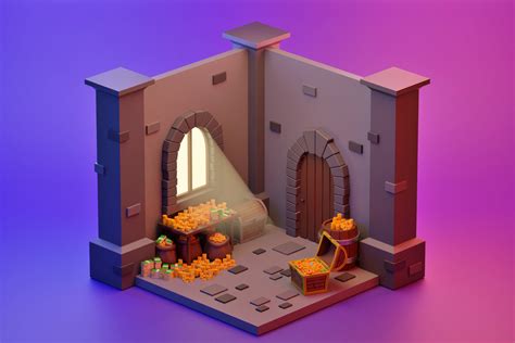 Lowpoly Coin Treasure Bundle With Animation 3d 3d Props Unity Asset