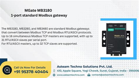 MOXA MGate MB3180 1 Port Standard Modbus Gateway Asteam Techno