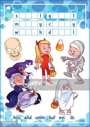 Educational Game For Kids. Halloween Puzzle. Stock Clipart | Royalty ...