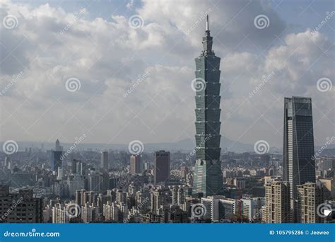 View from the Elephant Mountain at the Skyline of Taipei, Taiwan Stock Photo - Image of ...