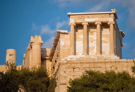 Tempel Van Athena Nike In Akropolis Van Athene Griekenland Stock