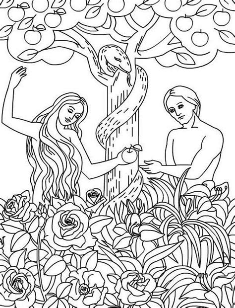 Adão E Eva Para Colorir - 85+ Desenhos Religiosos de Adão e Eva para Colorir (PINTAR)