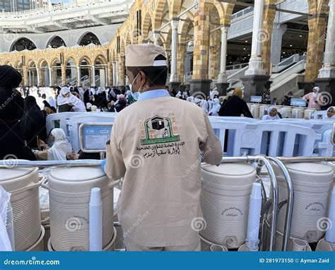 Mecca Saudi Arabia Zamzam Or Zam Zam Water Barrels Zam Zam Inside