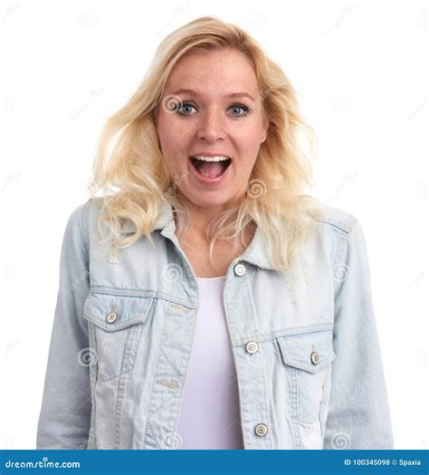 Beautiful Blonde Woman Surprised Isolated Stock Photo Image Of Cute Pretty